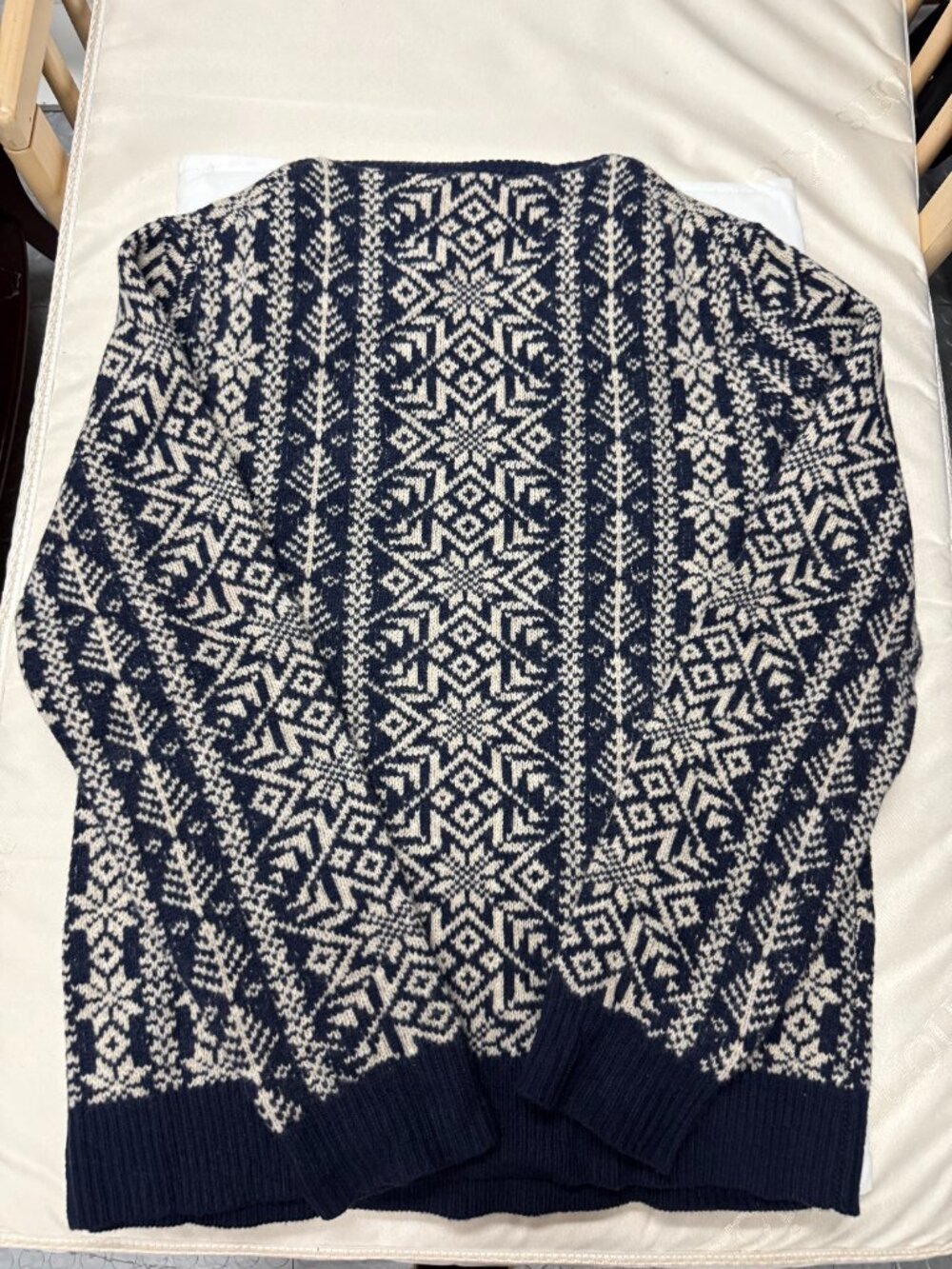 J.Crew Fair Isle Nordic Quarter Zip Sweater Navy Cream Sz M - Picture 3 of 3